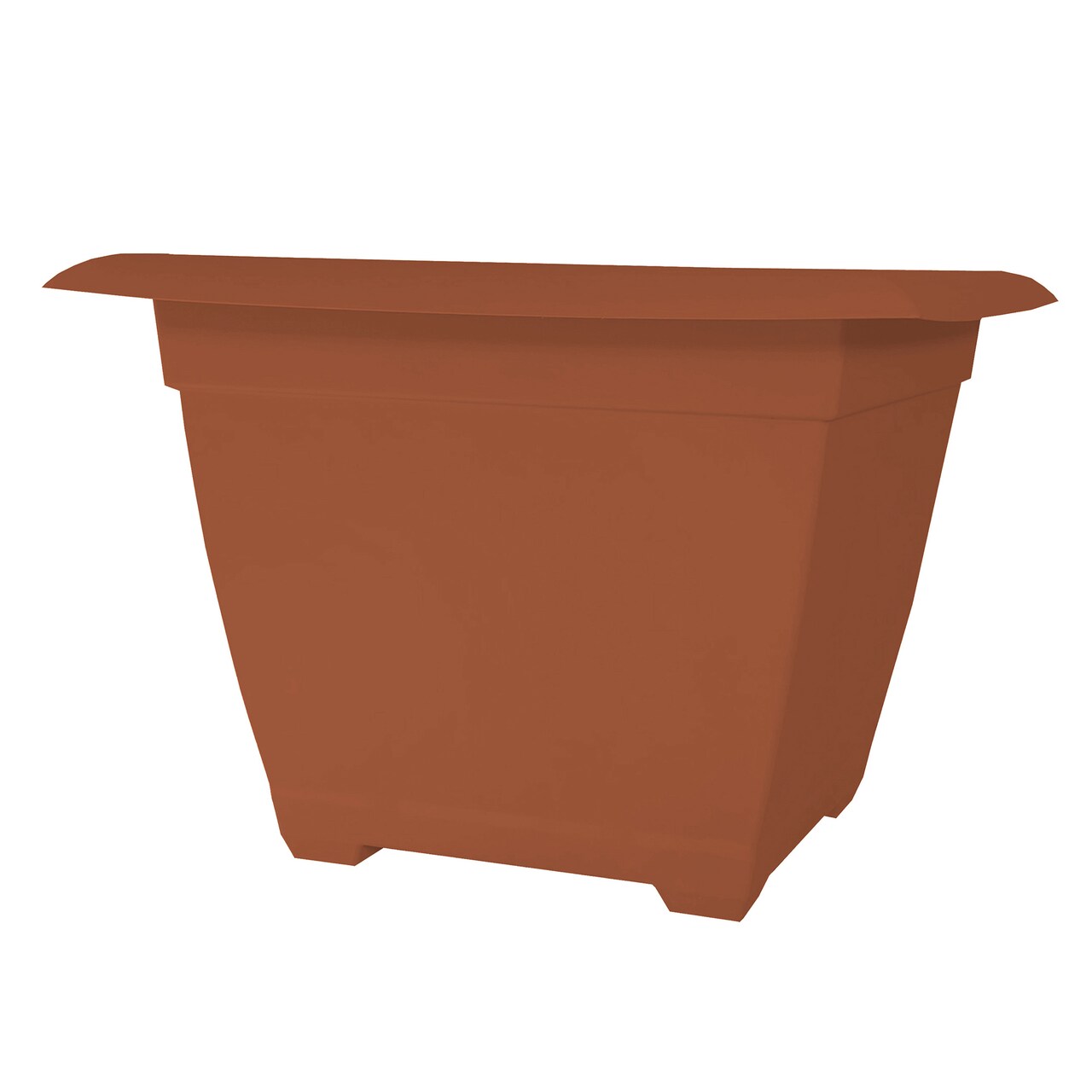 Bloem: Dayton Square Deck Planter: 15" - Terra Cotta - 4.5 Gal Capacity, 100% Recycled Durable Plastic, Elevated Feet, Indoor/Outdoor, Drainage Holes